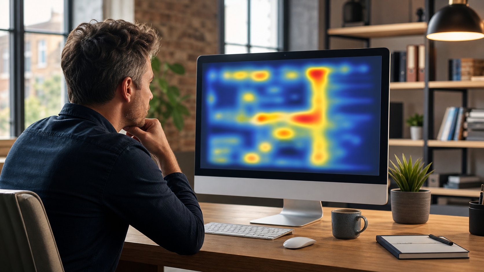 UK small business owner reviewing website heatmap patterns before a CRO retainer