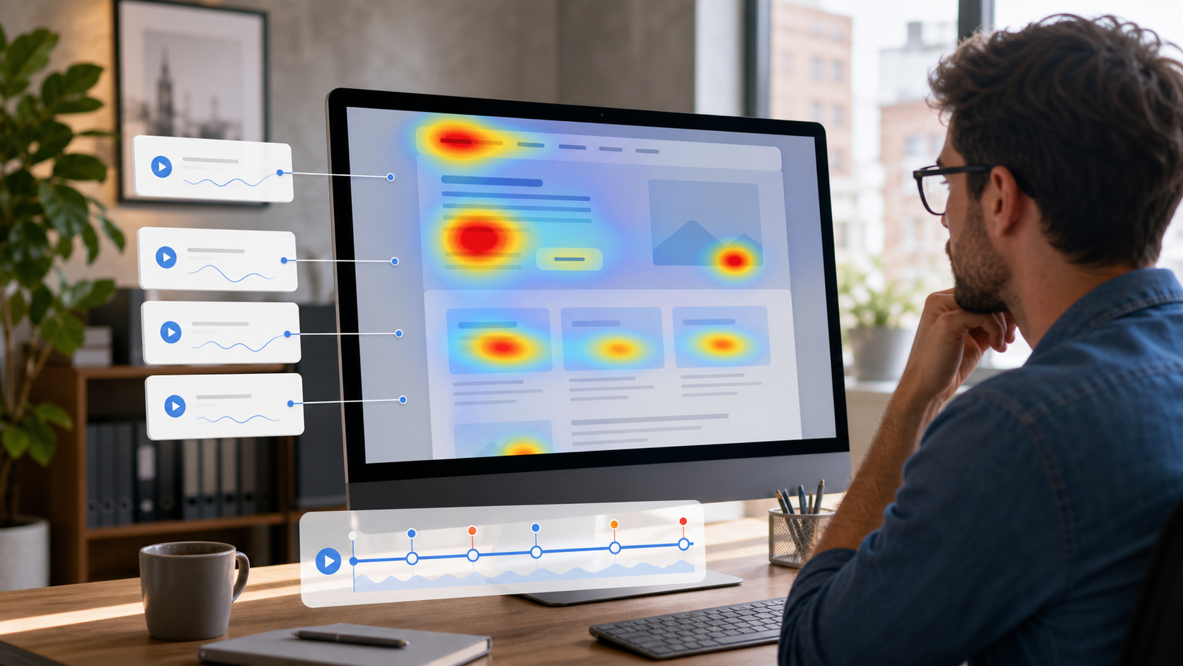 Microsoft Clarity heatmaps and session recording concept for a small business website